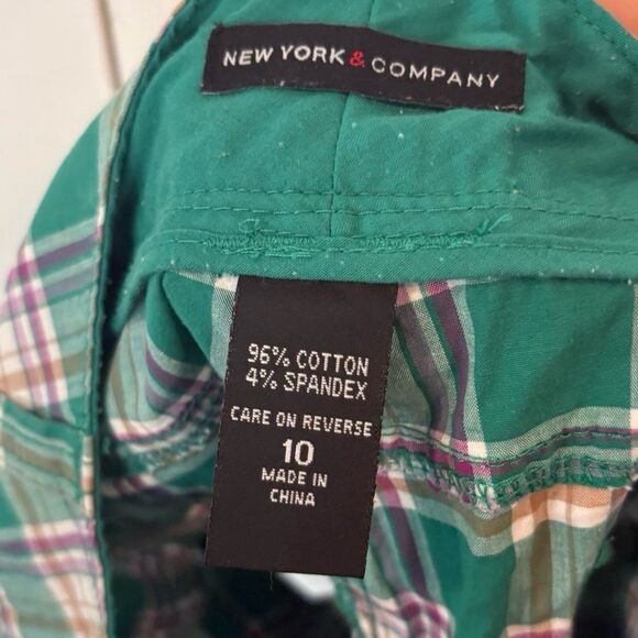 New York & Company‎ Green Plaid Shorts Size 10 - Picture 5 of 6